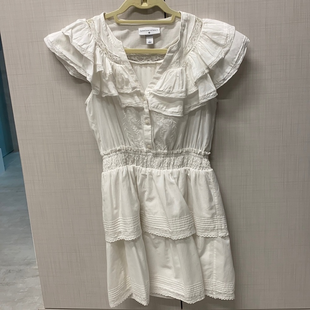 Love Shack Fancy White Ruffle Dress